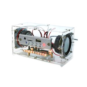 Kit altavoz Bluetooth DIY con componentes, dos altavoces y caja acrílica transparente