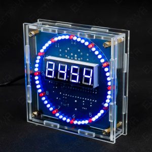 Kit de reloj LED rotativo con display azul, 60 LED, RTC DS1302 y carcasa acrílica.