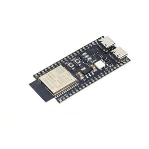 Placa de desarrollo ESP32-S3-DevKitC-1 N16R8 sin headers soldados, con módulo ESP32-S3 y doble conector USB.