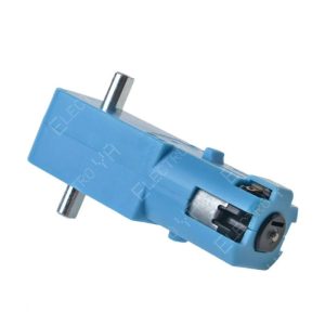 Motor TT azul 3V-6V con reductora 1:90, engranajes metálicos y doble eje de salida para robótica.